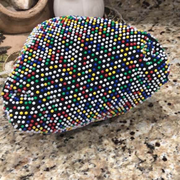 Multicolor Beaded Drawstring Pouch Bag EUC - Picture 5 of 8